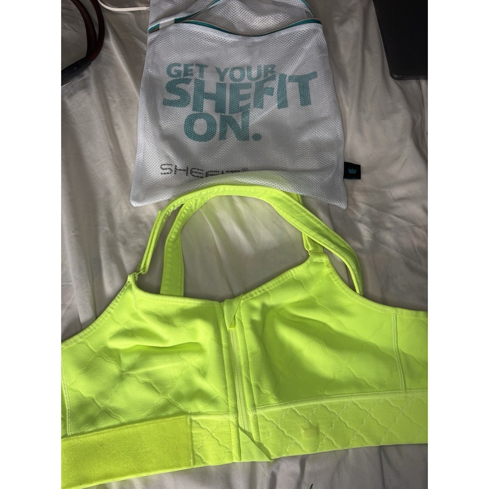SHEFIT Ultimate Sports Bra Yellow L High Support Zip Front Racerback Wireless